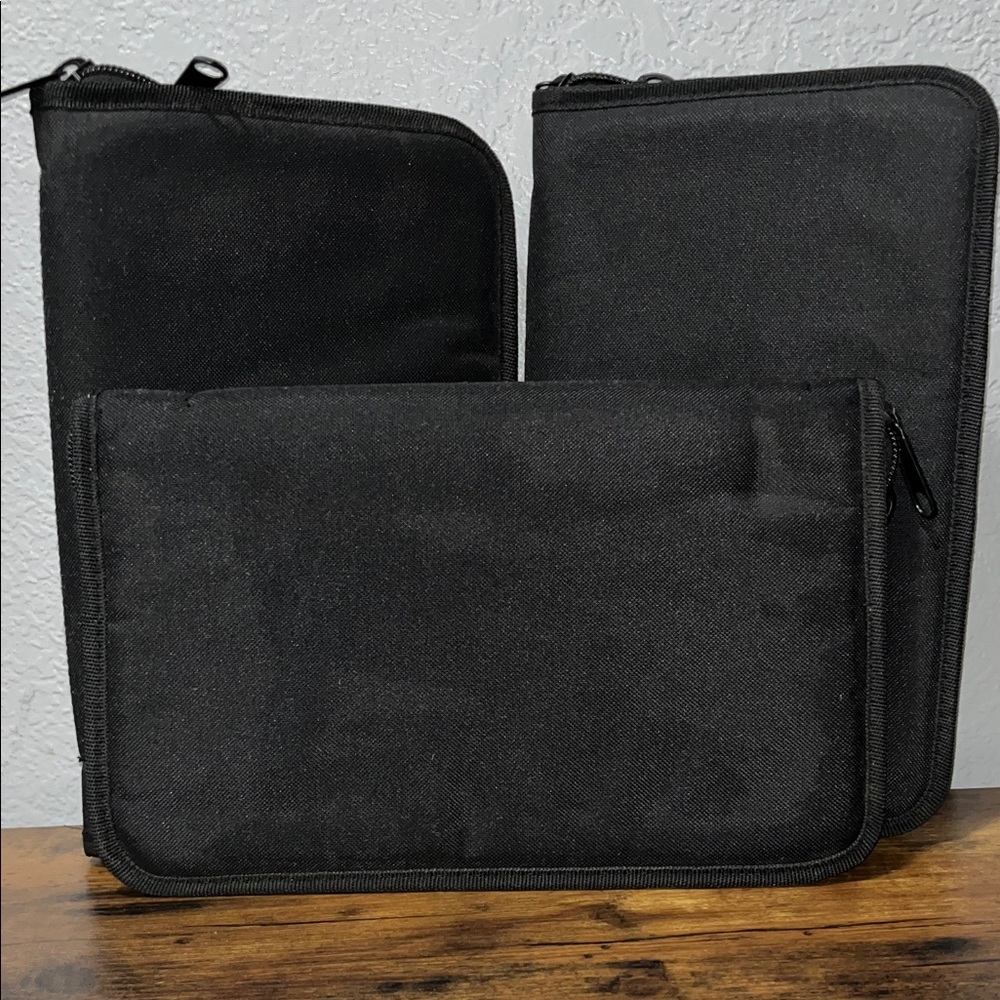 Padded Black Zippered  Cases  Set of 3 .. NWOT
